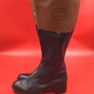 Etienne Aigner Designer Women's Black Round Toe Side Zip Riding Boots - Size 8